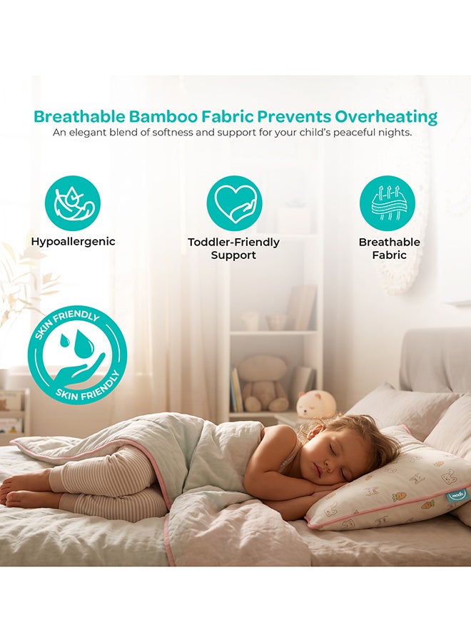 مون Butter Cotton Toddler Pillow - Bamboo Fibre Kids Pillow with Removable Cotton Pillowcase -Carrot - Image 3