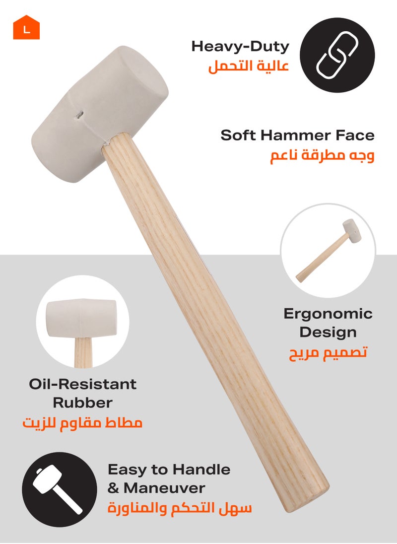 BMB tools Hammer with Wood Handle|Rubber Hammer Head, Hammer With Wood Handle for Flooring, Tent Stakes, Woodworking, Tile Installation, Home Decoration|Soft Blow Tasks without Damage  - Image 3