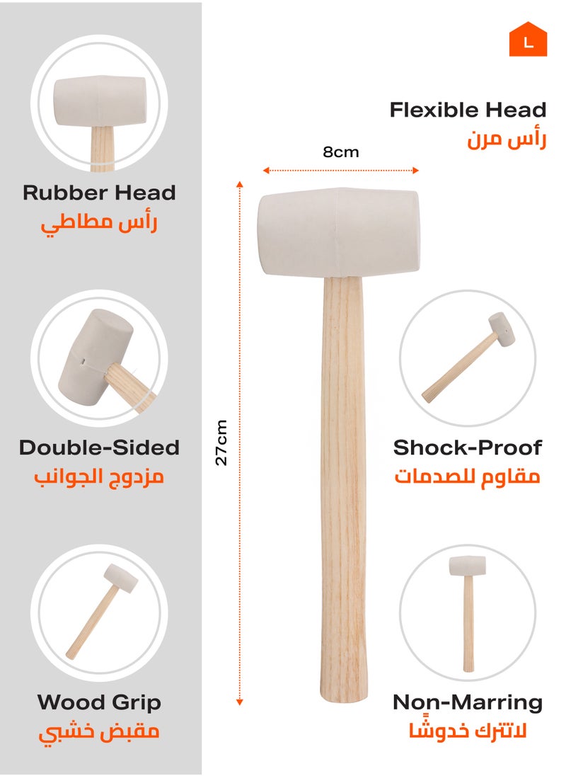 BMB tools Hammer with Wood Handle|Rubber Hammer Head, Hammer With Wood Handle for Flooring, Tent Stakes, Woodworking, Tile Installation, Home Decoration|Soft Blow Tasks without Damage  - Image 2