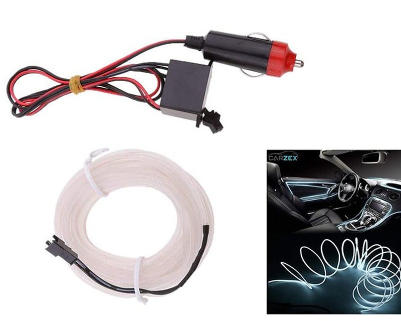 Selifaur - 5 Meter Car Dashboard Light Ice White EL Wire Car Interior Light Ambient Neon Light for All Cars - Image 3
