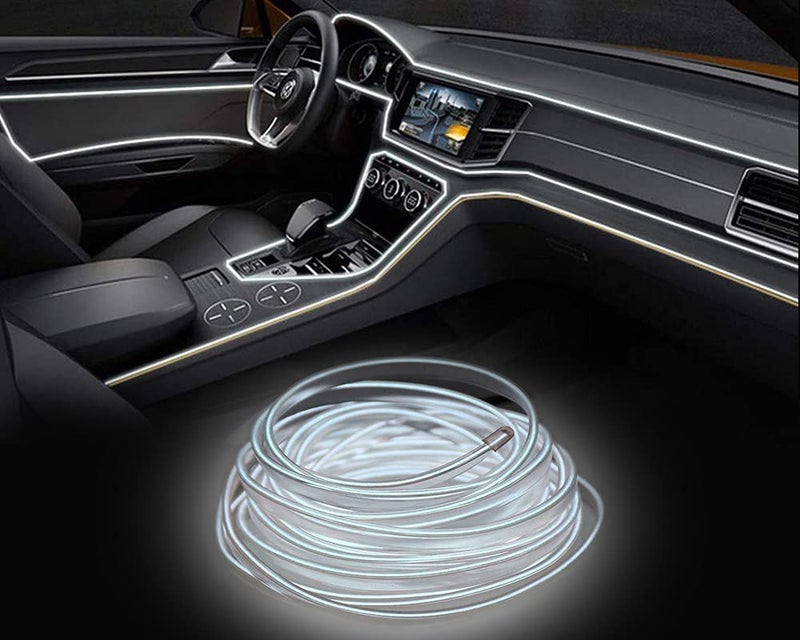 Selifaur - 5 Meter Car Dashboard Light Ice White EL Wire Car Interior Light Ambient Neon Light for All Cars - Image 5