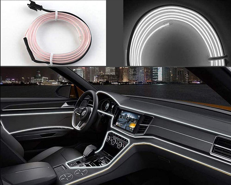 Selifaur - 5 Meter Car Dashboard Light Ice White EL Wire Car Interior Light Ambient Neon Light for All Cars - Image 2