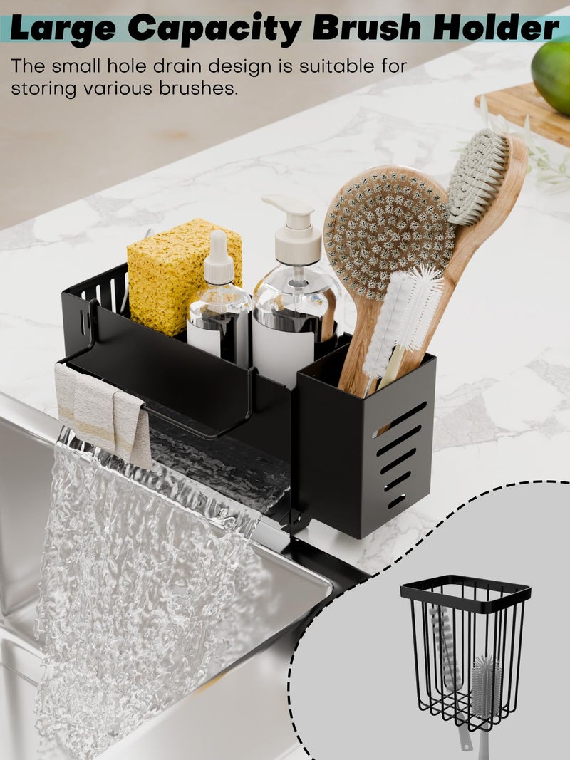 Azevix Sponge Holder for Kitchen Sink, Space-Saving Sink Caddy with Brush Holder, Kitchen Countertop Organizers and Storage Essentials, Rustproof & Slip Resistant - Image 3
