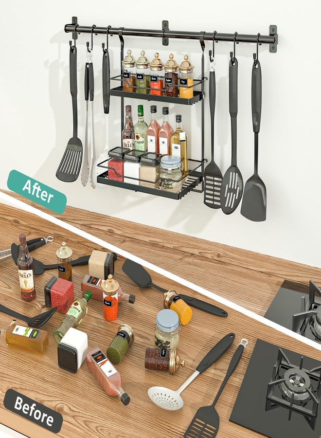 NADAMOO Spice Rack and Kitchen Utensil Hanger, Wall Mounted，with Towel Rack - Image 2