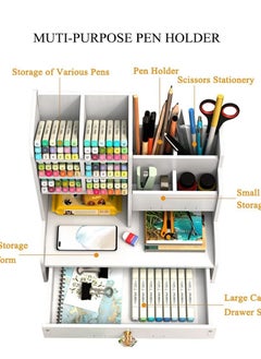 Office Stationery Box Pen Organizer with Drawer, DIY Pencil Holder Desk Tidy Office Stationery Desktop Organiser for Home, Office and School - pzsku/Z4716E7BADA3B055CEB71Z/45/_/1719563780/937e1153-2f4e-4b21-8114-be64daf546b6