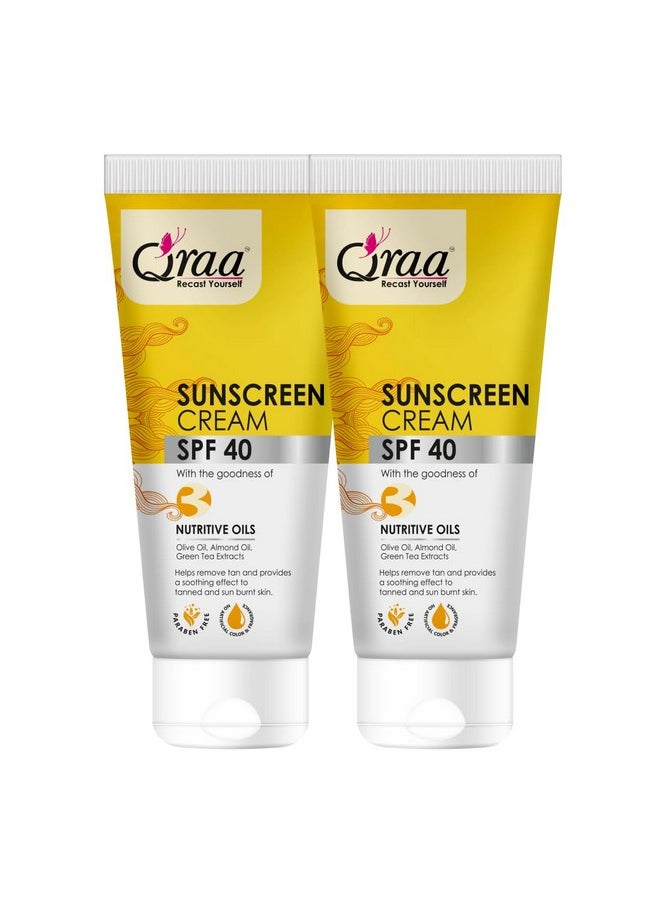 Qraa Sunscreen - Spf 40 Pa++++ Sunscreen Cream Spf 40|Helps Remove Tan|Helps In Sun Burn| Pack Of 2 (200Gm, 2)  - Image 1