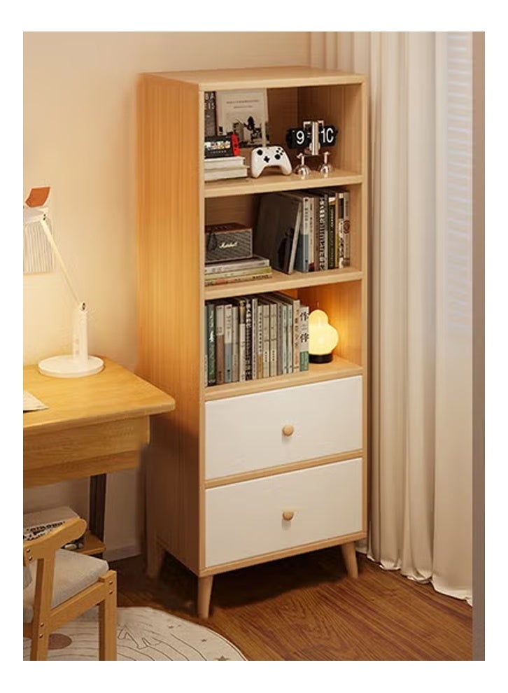 كلناميان رف تخزين متعدد الطبقات للكتب، خزانة عرض أنيقة لغرفة المعيشة، 50*30*181.5 سم، لون بيج - Image 1