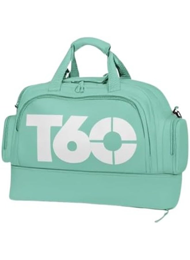T60 Large Capacity Waterproof Sports Bag with Separate Bottom Compartment for Shoes and Wet Clothes – Stylish Modern Design for Gym, Travel, and Outdoor Trips (Code 250896) – Color: Mint - Image 2
