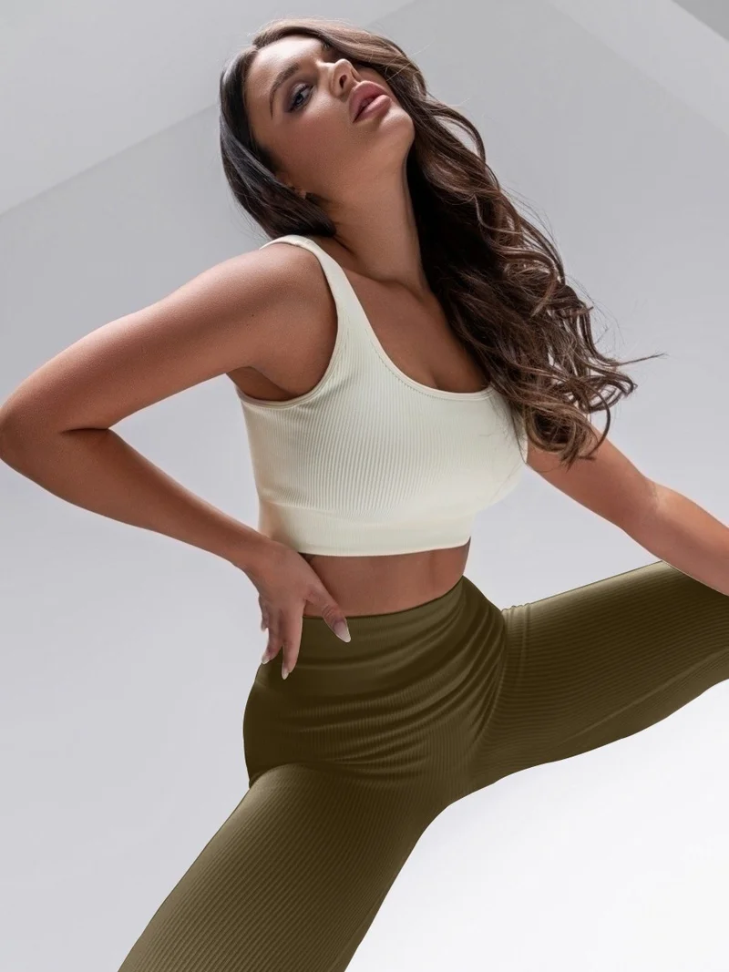 ميستريك Mystic Ribbed Leggings Seamless Compressor High Waist Green Color