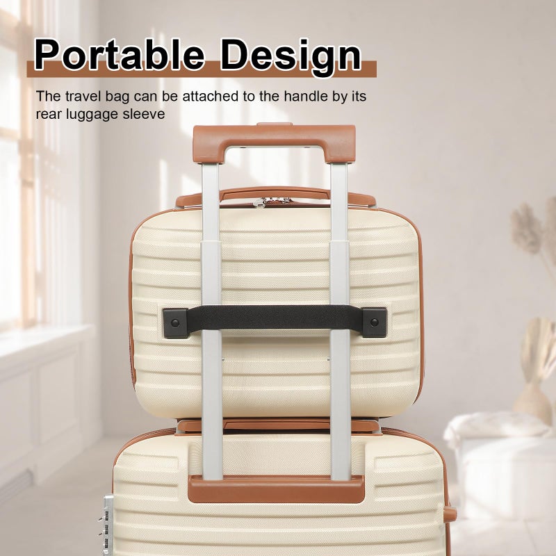 Joyway Carry On Luggage 20 Inch Expandable Suitcase with Spinner Wheel, 4 Piece Hard Shell Luggage Set with TSA Lock(White brown) - Image 3