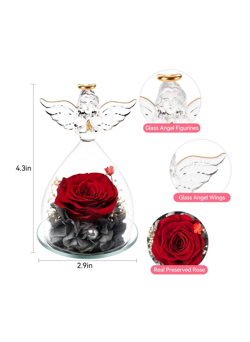 SYOSI Preserved Flower Rose, Mothers Day Birthday Gifts for Mom Wife, Preserved Rose Flower in Crystal Angel Figurines,Gifts for Women Her Girlfriend on Anniversary Wedding Christmas Valentine Day - Image 5