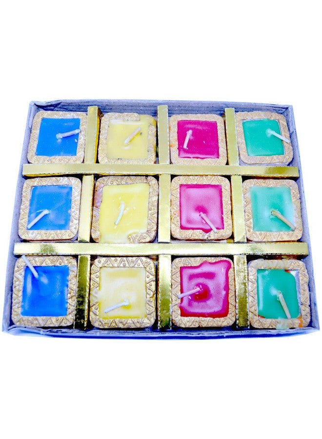 Decorative Square Diya For Diwali & Decoration | Multicolors Mitti Ka Diya Wax Decorative Diya | Colorful Wax Diya | Diya For Diwali Decoration