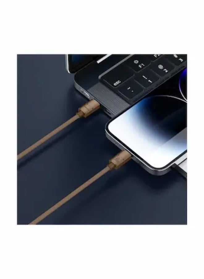 Recci RS08CL Warrior Series 30W Fast Charging Cable – Type-C to Lightning – 1.2M – Desert Gold – for iPhone – Durable & Tangle-Free Design - Image 3
