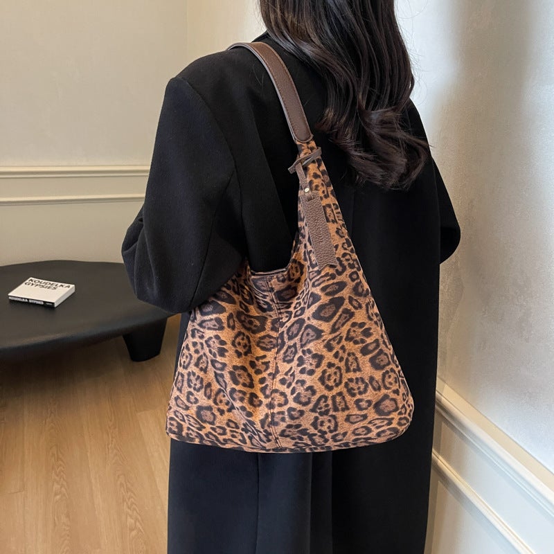 French Handbag Women'S Niche High-End Underarm Bag Large Capacity Leopard Tote Bag - Image 5