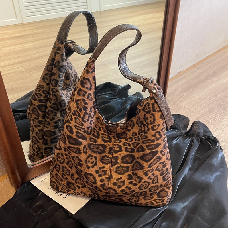 French Handbag Women'S Niche High-End Underarm Bag Large Capacity Leopard Tote Bag - Image 1