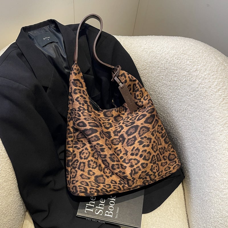 French Handbag Women'S Niche High-End Underarm Bag Large Capacity Leopard Tote Bag - Image 3