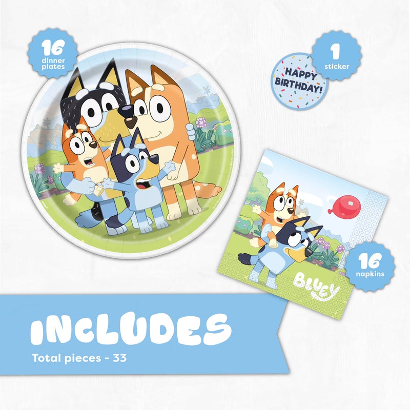 Unique Bluey Birthday Party Supplies | Serves 16 | Bluey Party Supplies | Bluey Birthday Decorations | Bluey Party Decorations | Bluey Plates and Napkins - Image 2