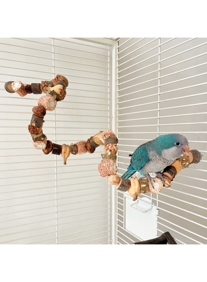 general Parrot toy mountain pineapple nut skewers log block gnawing skewers climbing ladder grinding beak bird toys landscaping bird supplies 50cm - Image 3