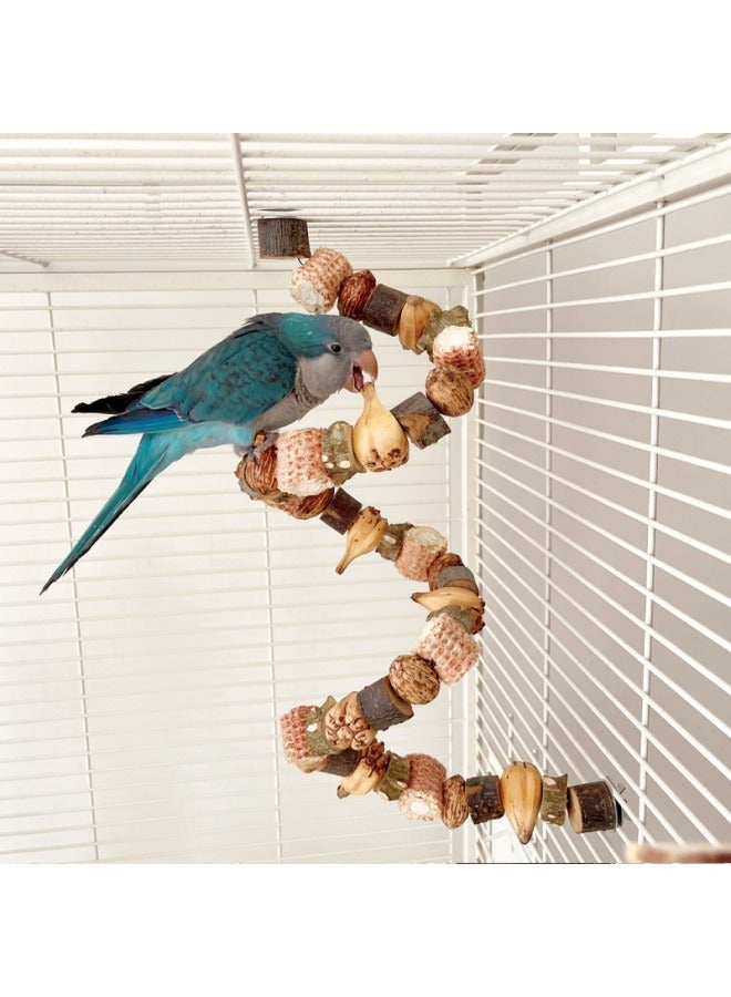 general Parrot toy mountain pineapple nut skewers log block gnawing skewers climbing ladder grinding beak bird toys landscaping bird supplies 50cm - Image 4