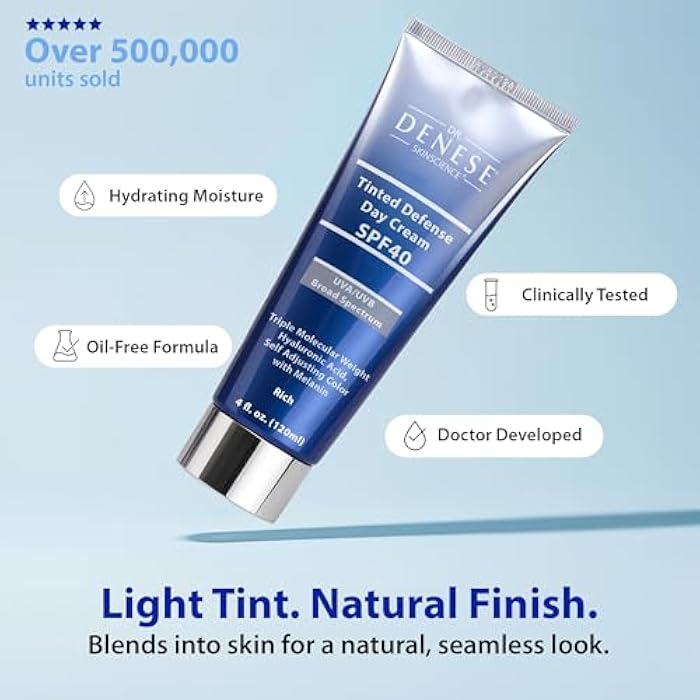 Dr. Denese SPF 40 Defense Day Cream 4 oz – Natural Tinted Moisturizer & Daily Sunscreen for Radiant Hydrated Skin – BB Cream with Antioxidants for Smooth Even Tone – Universal Shade for All Skin Types - Image 3