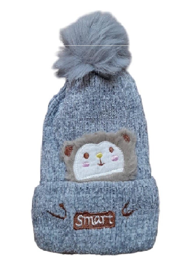 Generic - The winter ice cap is made of durable, high-quality wool threads. It is lined from the inside in a way that makes you feel warm in a wonderful way. It is equipped with a ball of wonderful wool threads(Grey) - Image 1