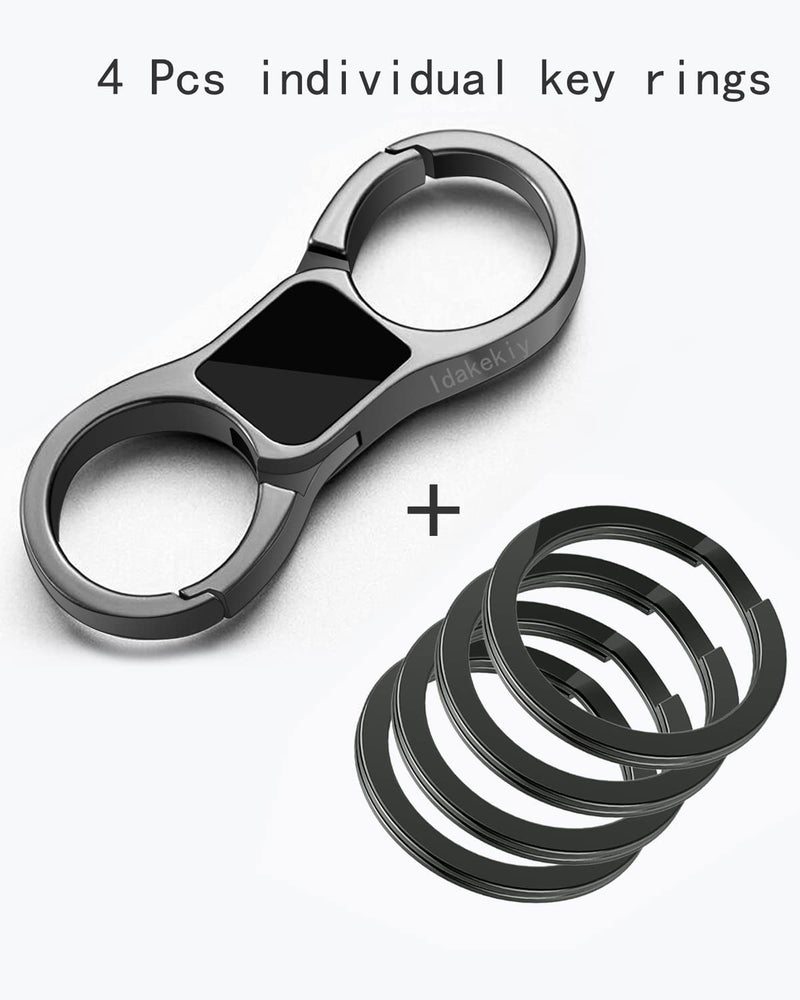 Idakekiy Key Chain Quick Release Spring with 4 Key Rings Heavy Duty Car Keychain Organizer for Men and Women (Dark Grey) - Image 2