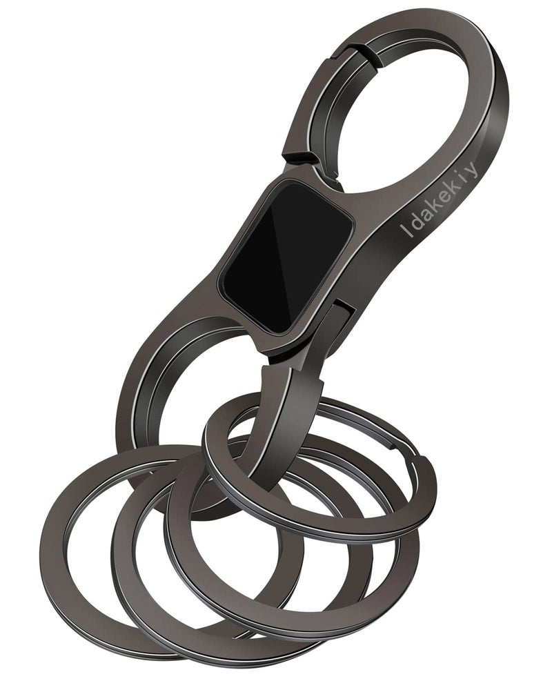 Idakekiy Key Chain Quick Release Spring with 4 Key Rings Heavy Duty Car Keychain Organizer for Men and Women (Dark Grey) - Image 1