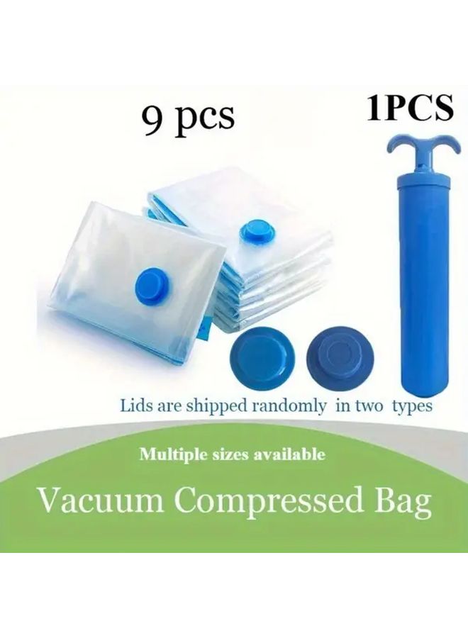 9pc Vacuum Compression Bags With Manual Pump For Heavy Duty Storage - Image 1