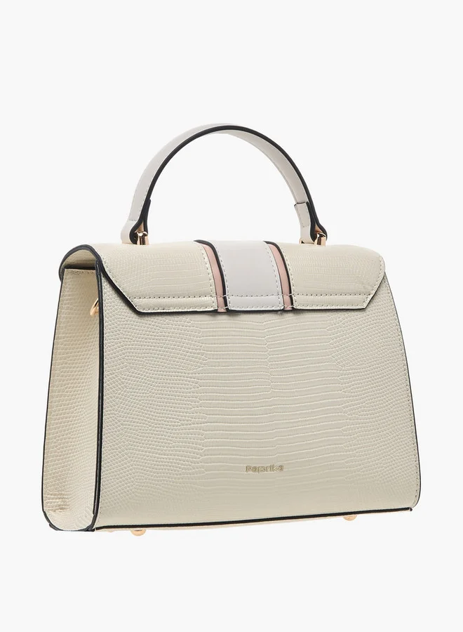 Paprika Textured Satchel Bag with Top Handle and Detachable Strap