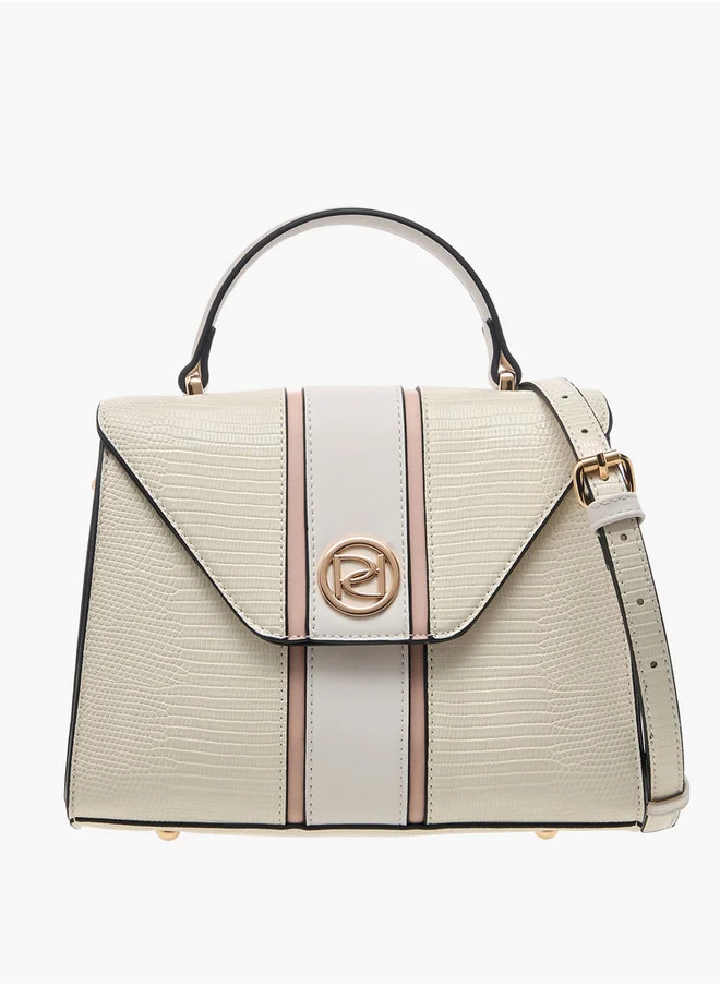 بابريكا Textured Satchel Bag with Top Handle and Detachable Strap