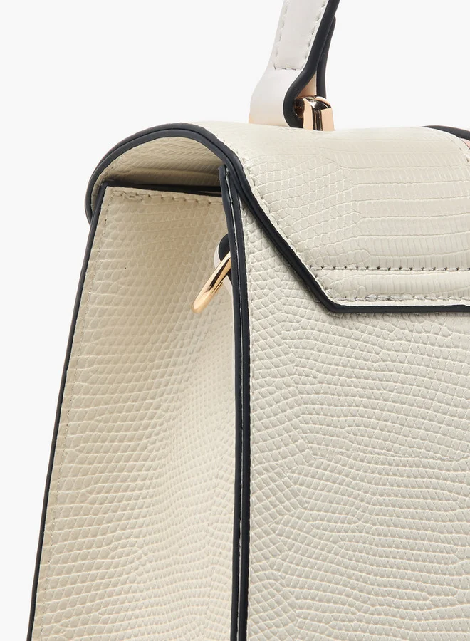 Paprika Textured Satchel Bag with Top Handle and Detachable Strap