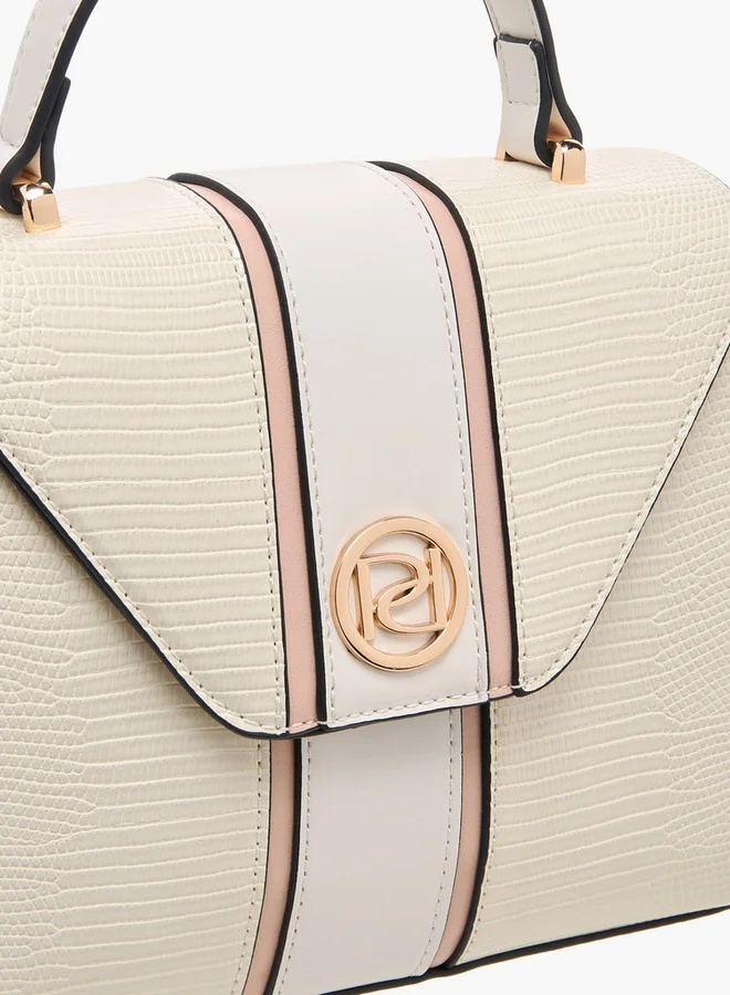 Paprika Textured Satchel Bag with Top Handle and Detachable Strap