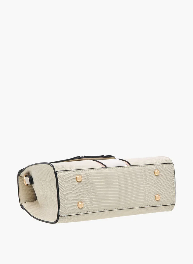 Paprika Textured Satchel Bag with Top Handle and Detachable Strap