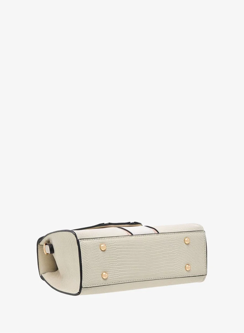 Paprika Textured Satchel Bag with Top Handle and Detachable Strap