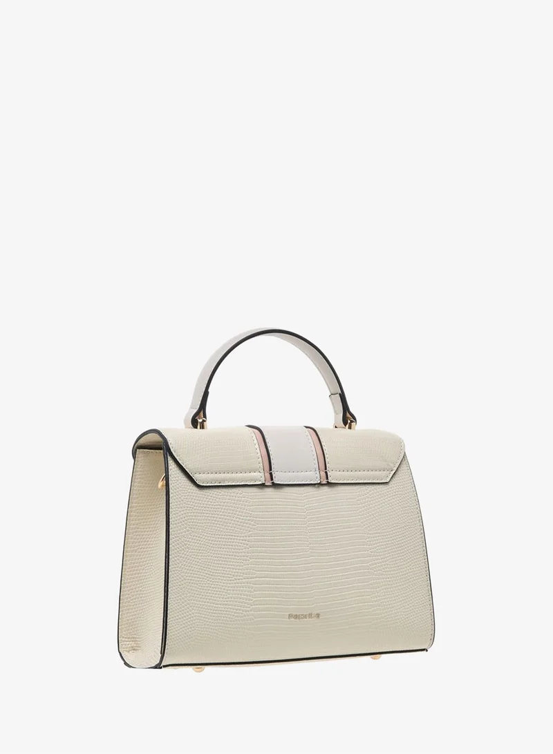 Paprika Textured Satchel Bag with Top Handle and Detachable Strap