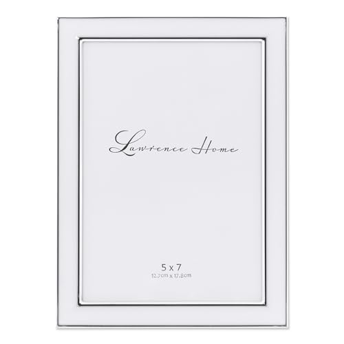 Lawrence Frames Silver Plated Metal with White Enamel Picture Frame, White, 5x7 - Image 3