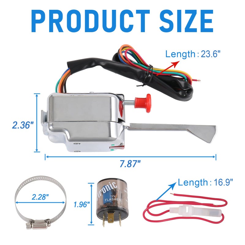 JDMSPEED New Chrome 12V Universal Street Hot Rod Turn Signal Switch with Flasher Replacement for Ford GM - Image 3