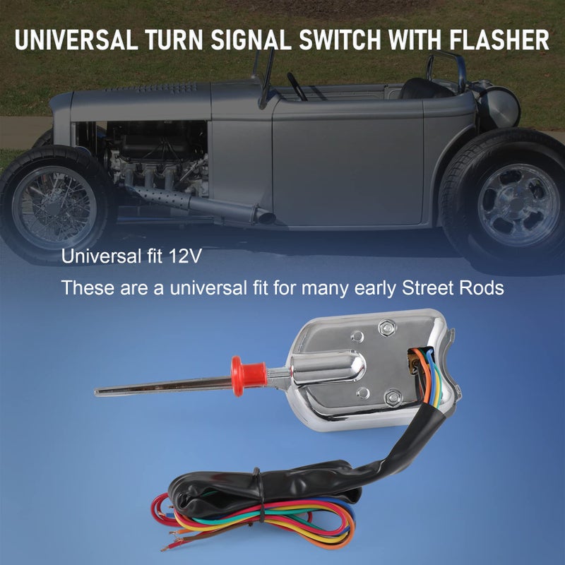 JDMSPEED New Chrome 12V Universal Street Hot Rod Turn Signal Switch with Flasher Replacement for Ford GM - Image 2