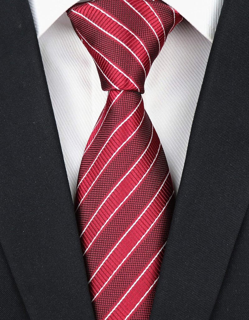 Secdtie Men's Classic Stripe Jacquard Woven Silk Tie Formal Party Suit Necktie - Image 2