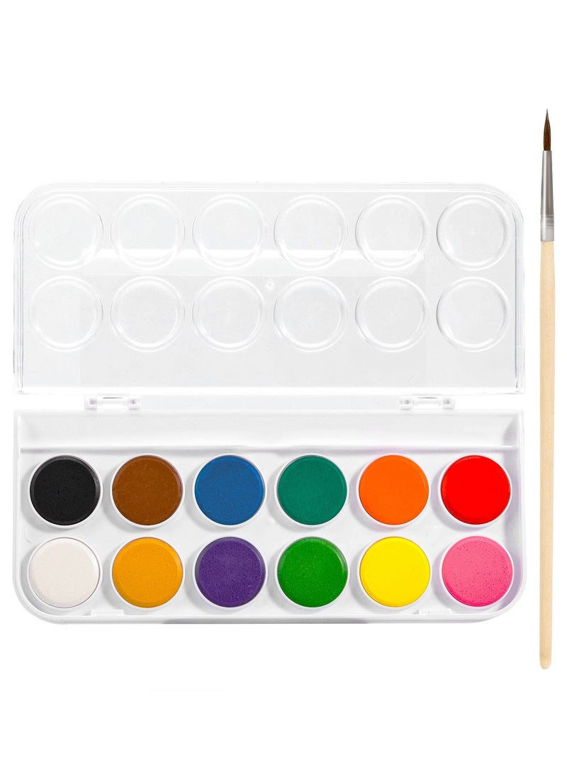 Deli 12-Piece Watercolour Paint Set With One Brush  - Image 2