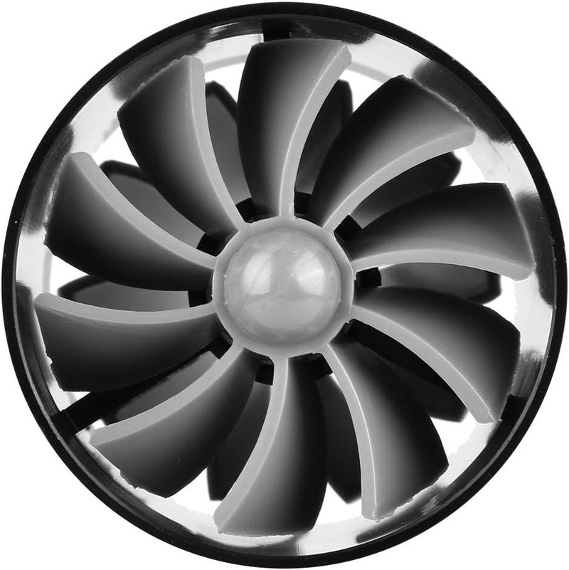 woobles for air intake turbo fan  Car Air Intake Turbonator,Universal Aluminum Alloy Turbonator Dual Fan Turbine Charger Gas Fuel Saver Turbo with Rubber Holder(Black) Black - Image 5