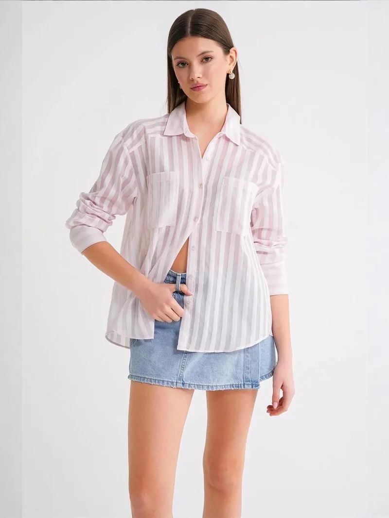 ميكسراي قميص بوبلين مخطط من ميكسراي مع جيب