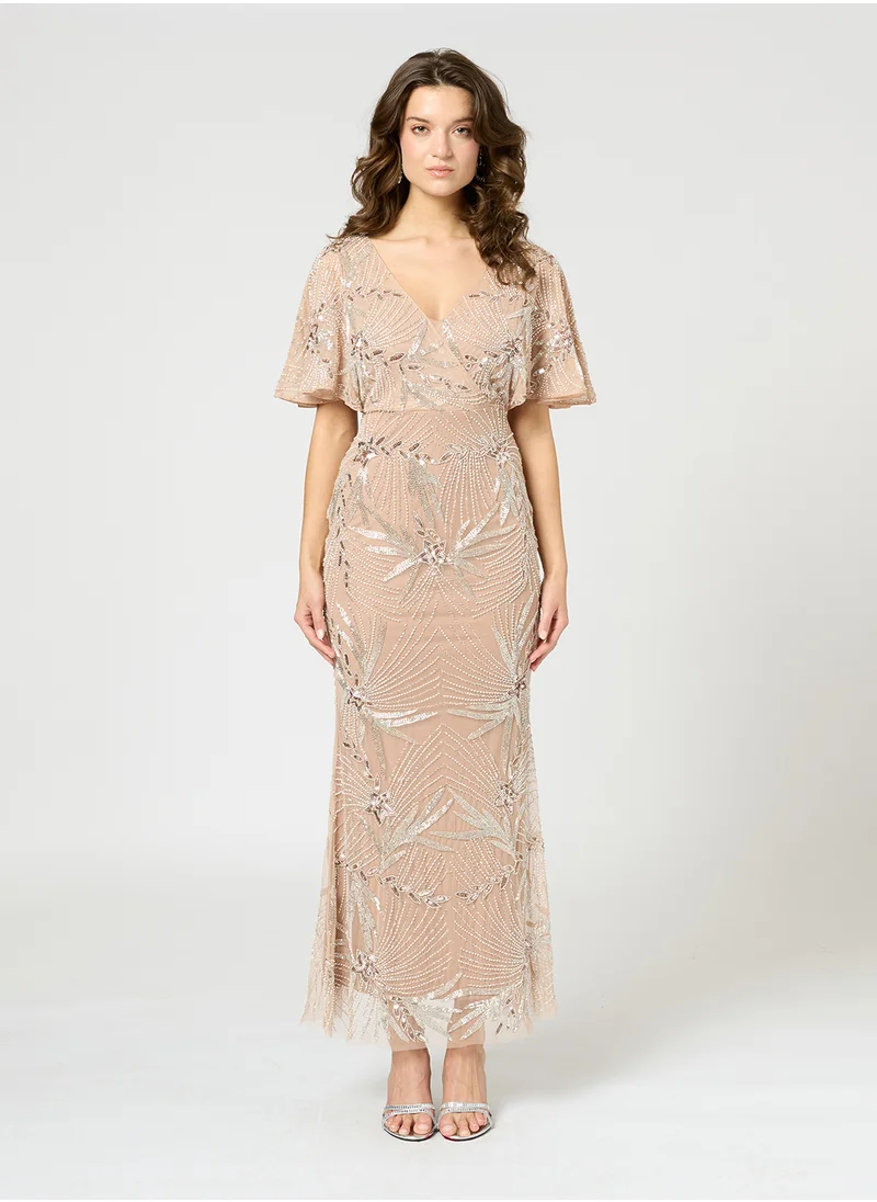 BEAUUT Julia Embellished Sequin Maxi Dress