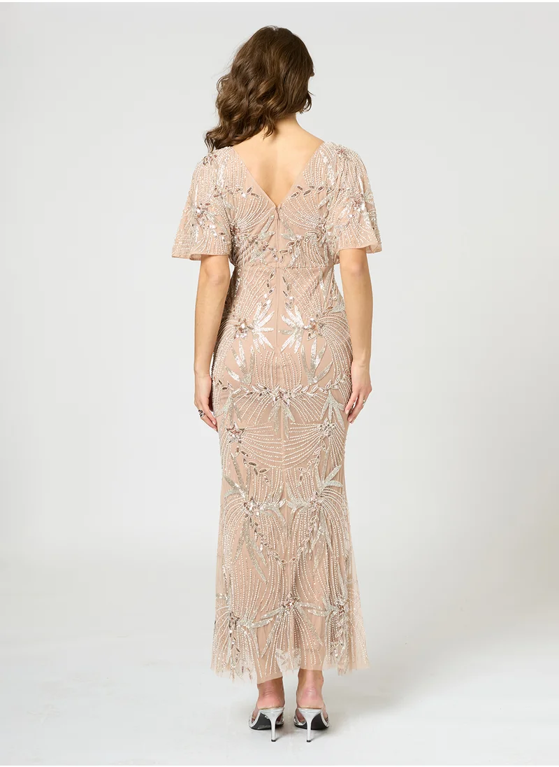 BEAUUT Julia Embellished Sequin Maxi Dress