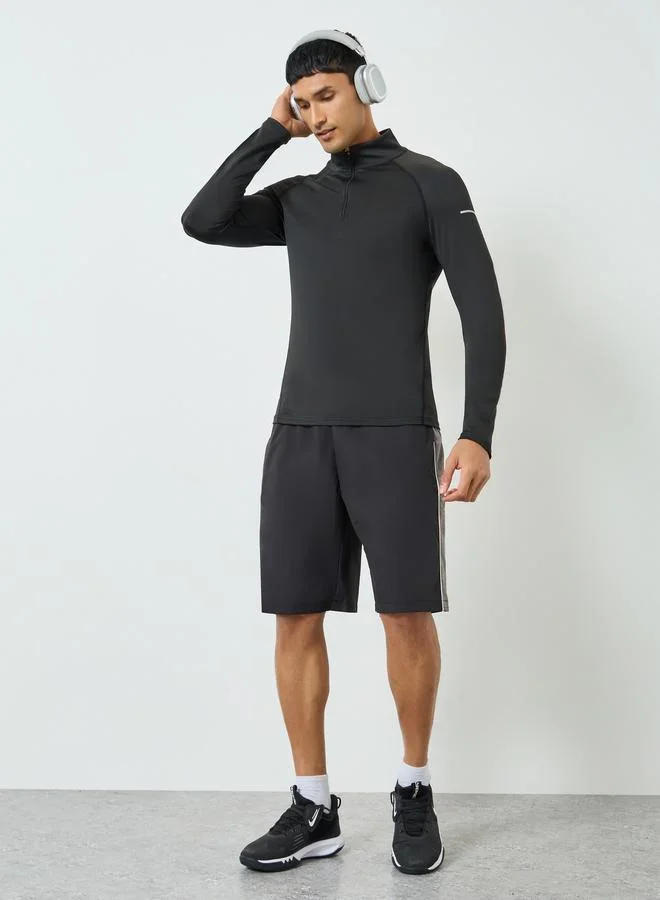 ستايلي اكتيف بلوزة تدريب رجالي أسود بأكمام طويلة