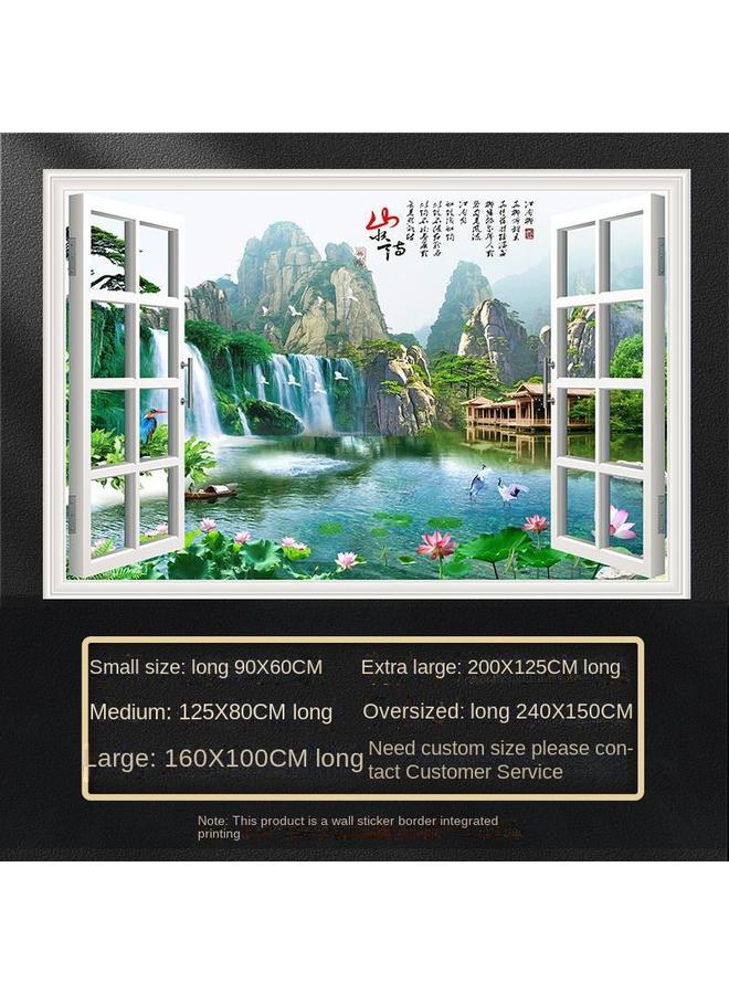 Bluejw Fake Window Self-adhesive 3D Wall Stickers Living Room Decorative Painting Bedroom Landscape Nature Waterproof Wall Stickers Wallpaper - Image 1