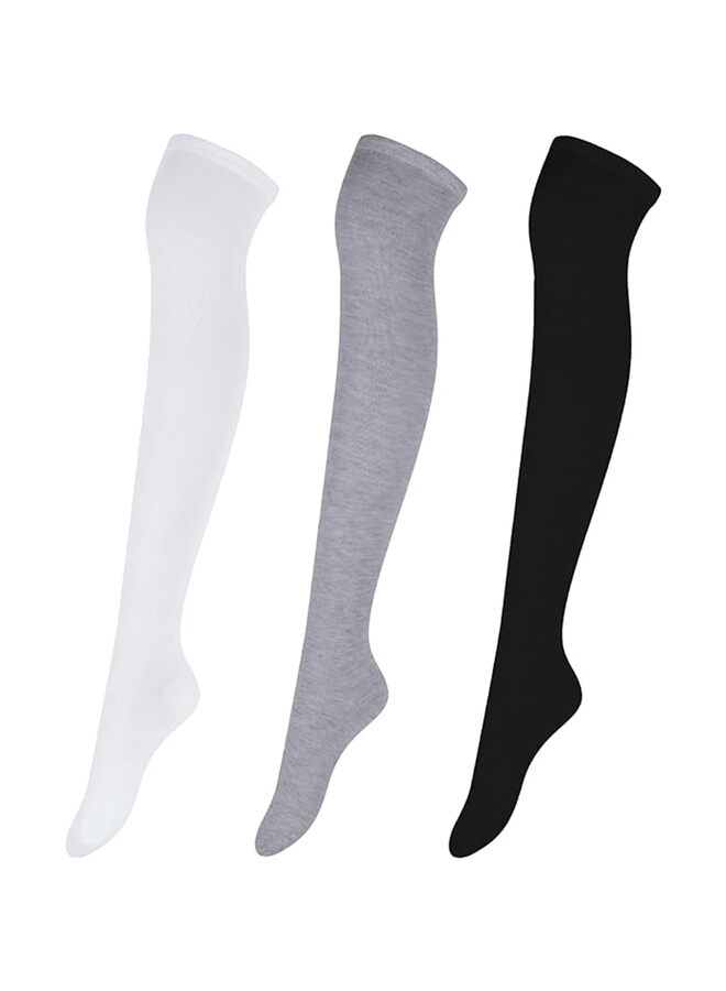 3 قطع جوارب طويلة حتى الركبة للنساء، جوارب طويلة حتى الركبة، جوارب طويلة فوق الركبة، جوارب طويلة حتى الركبة، جوارب طويلة دافئة لتدفئة الساق - Image 1
