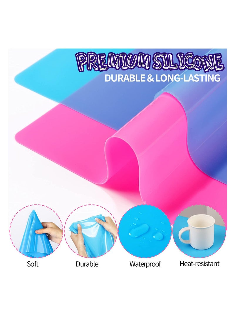 Excefore 2 Pack 15.7" x 11.7" Large Silicone Sheet for Crafts Jewelry Casting Moulds Mat, Premium Silicone Placemat, Multipurpose Mat, Nonstick Nonskid Heat-Resistant, Blue & Rose Red - Image 5