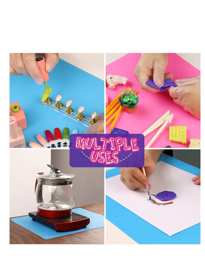 Excefore 2 Pack 15.7" x 11.7" Large Silicone Sheet for Crafts Jewelry Casting Moulds Mat, Premium Silicone Placemat, Multipurpose Mat, Nonstick Nonskid Heat-Resistant, Blue & Rose Red - Image 2