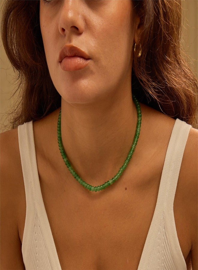 chorfla Beaded Gemstone Necklaces for Women, Bohemian Colored Choker Natural Stone Bead Decoration Summer Beach Handmade Jewelry Necklace, One size fits all, Gold Plated, natural - Image 2